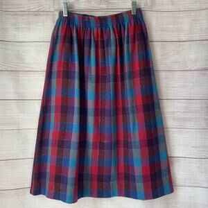 Vintage Item-Eyes Plaid Midi Skirt